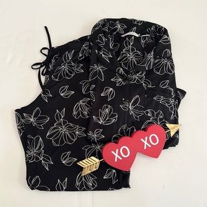 Max Studio Black And White Floral Jammie Set